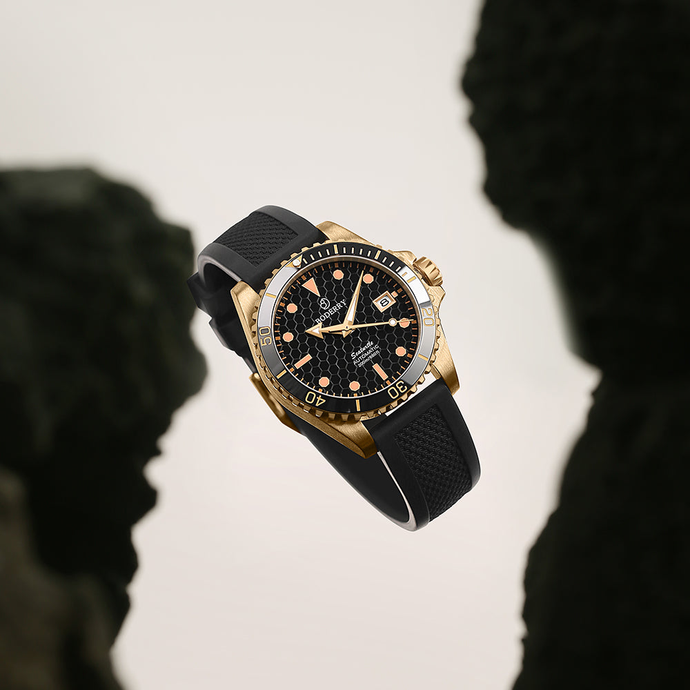 BODERRY - SEATURTLE.OCEAN - Bronze Automatic Diver Watch | Black/FKM Rubber