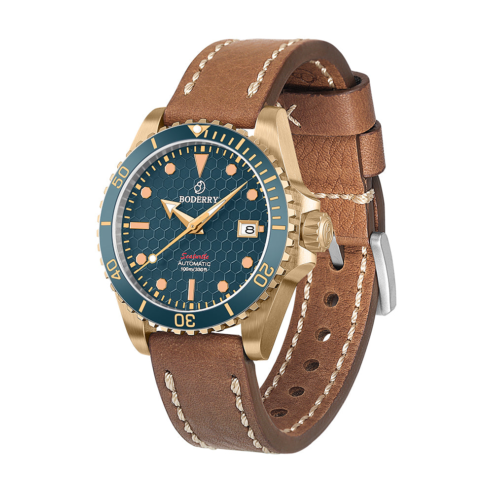 BODERRY - SEATURTLE.OCEAN - Bronze Automatic Diver Watch | Sea Blue