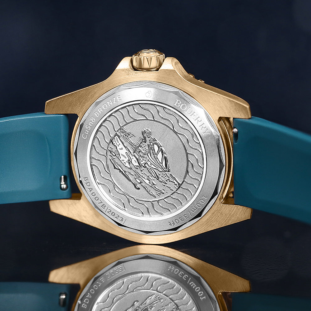 BODERRY - SEATURTLE.OCEAN - Bronze Automatic Diver Watch | Sea Blue