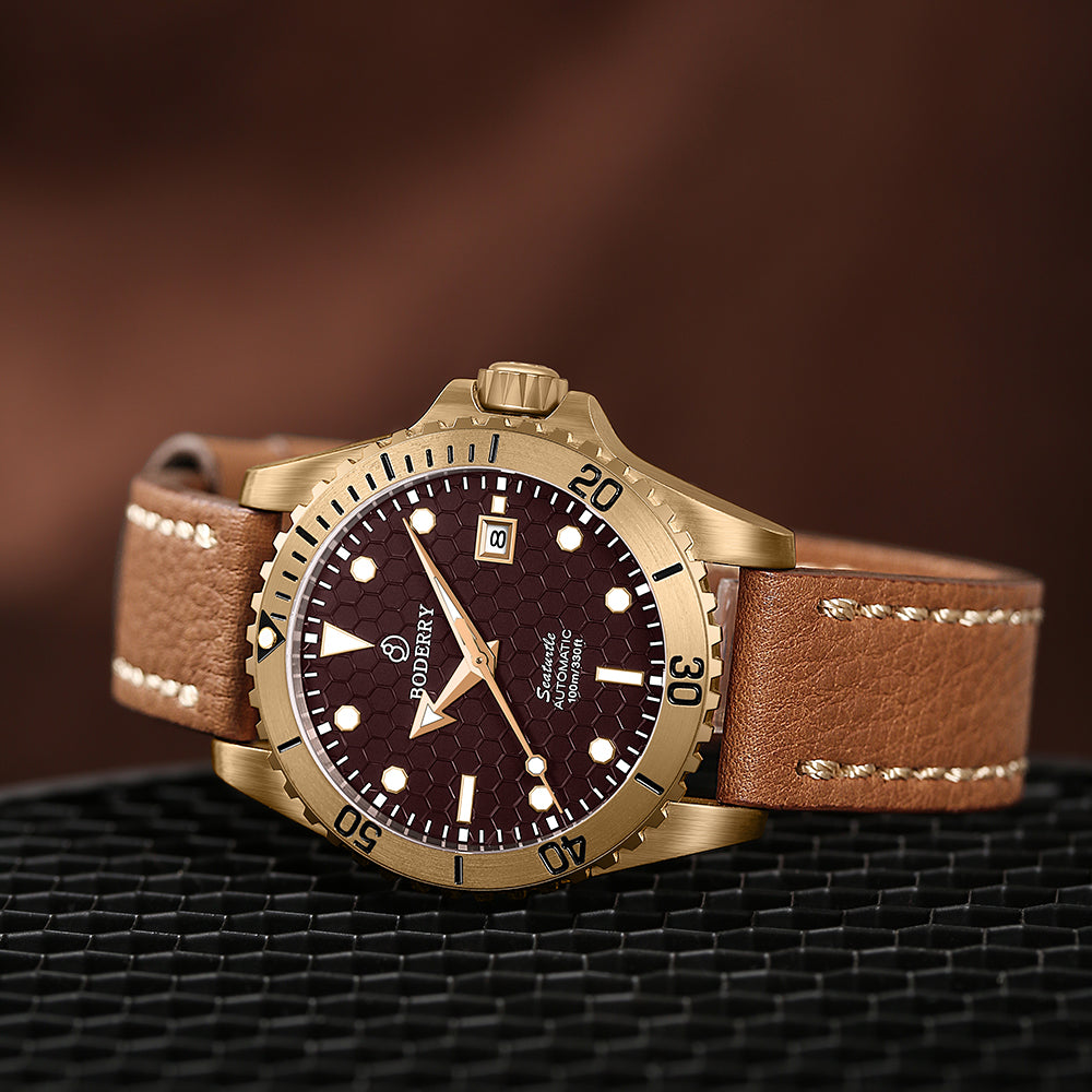 BODERRY - SEATURTLE.OCEAN - Bronze Automatic Diver Watch | Red