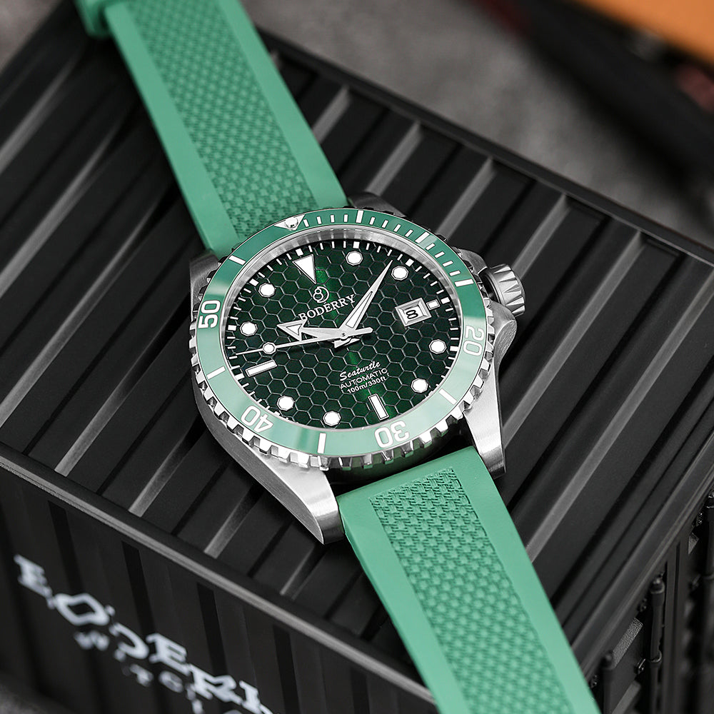 BODERRY - SEATURTLE.OCEAN - Automatic Titanium Diver Watch | Turtle Green