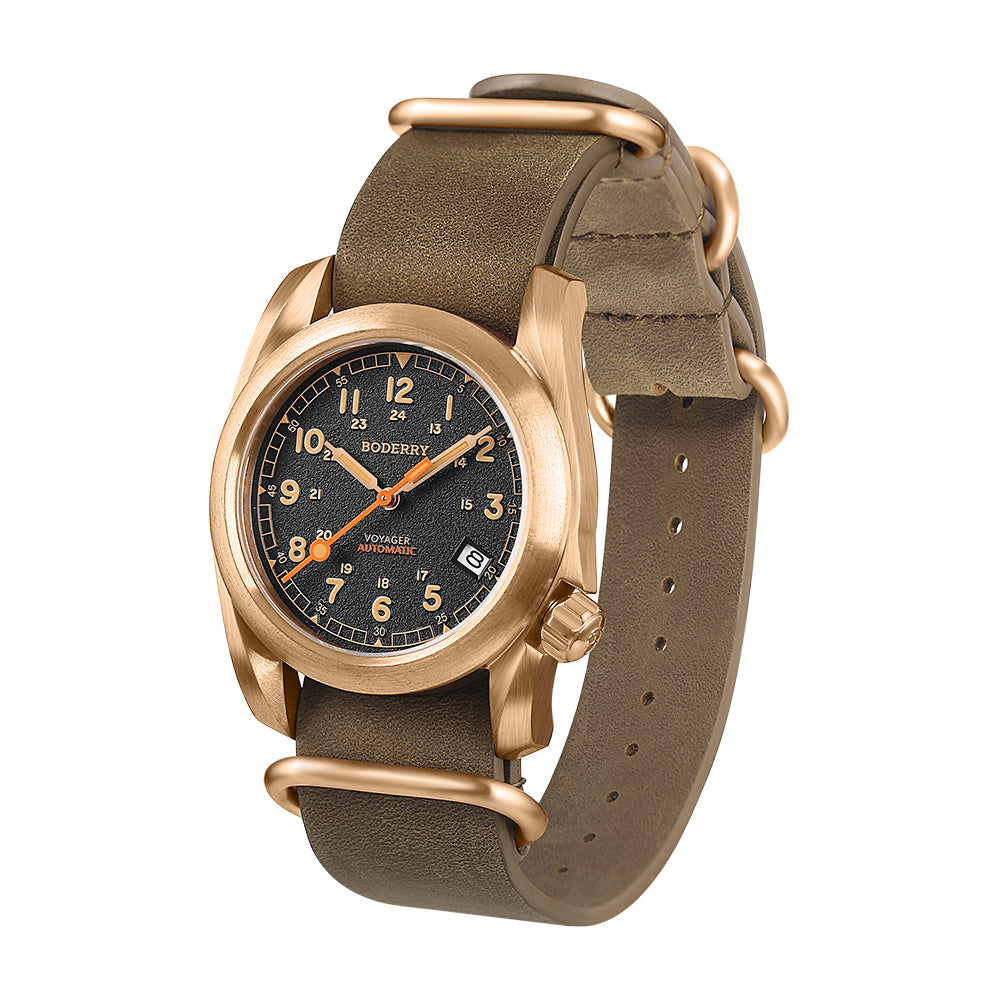 BODERRY - VOYAGER - Bronze Automatic Field Watch | Black