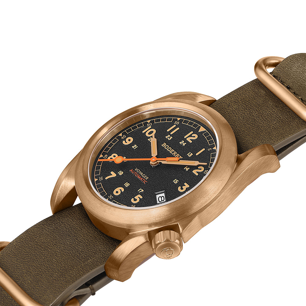 BODERRY - VOYAGER - Bronze Automatic Field Watch | Black