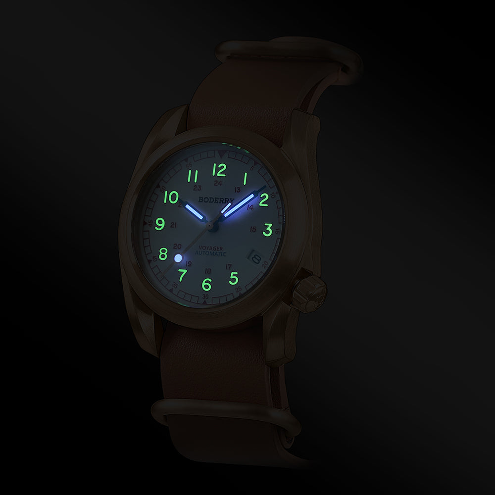BODERRY - VOYAGER - Bronze Automatic Field Watch | White