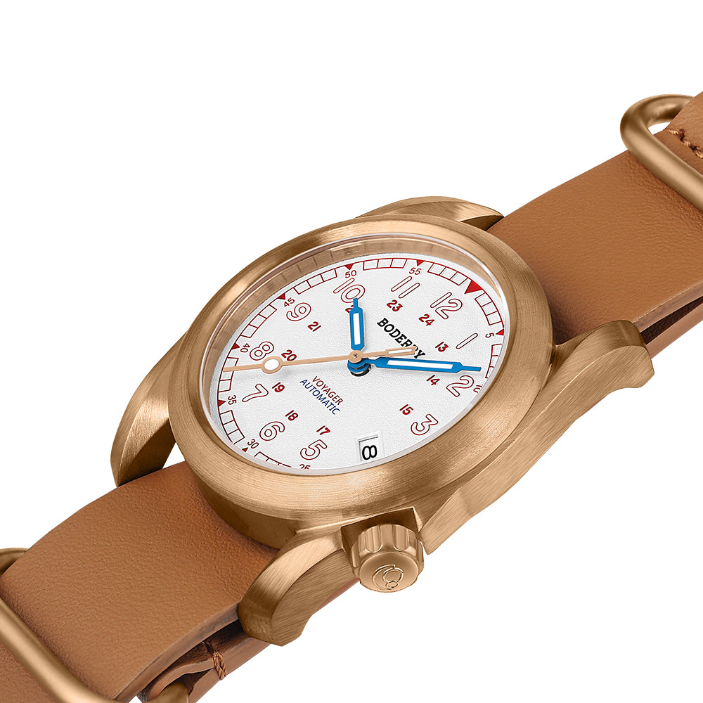 BODERRY - VOYAGER - Bronze Automatic Field Watch | White