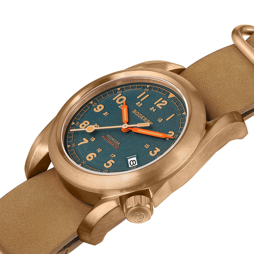 BODERRY - VOYAGER - Bronze Automatic Field Watch | Sandstone Green