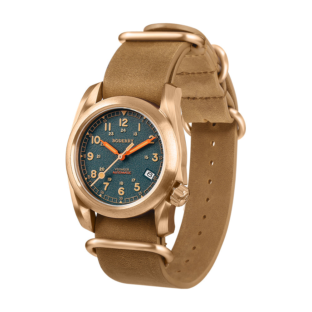 BODERRY - VOYAGER - Bronze Automatic Field Watch | Sandstone Green