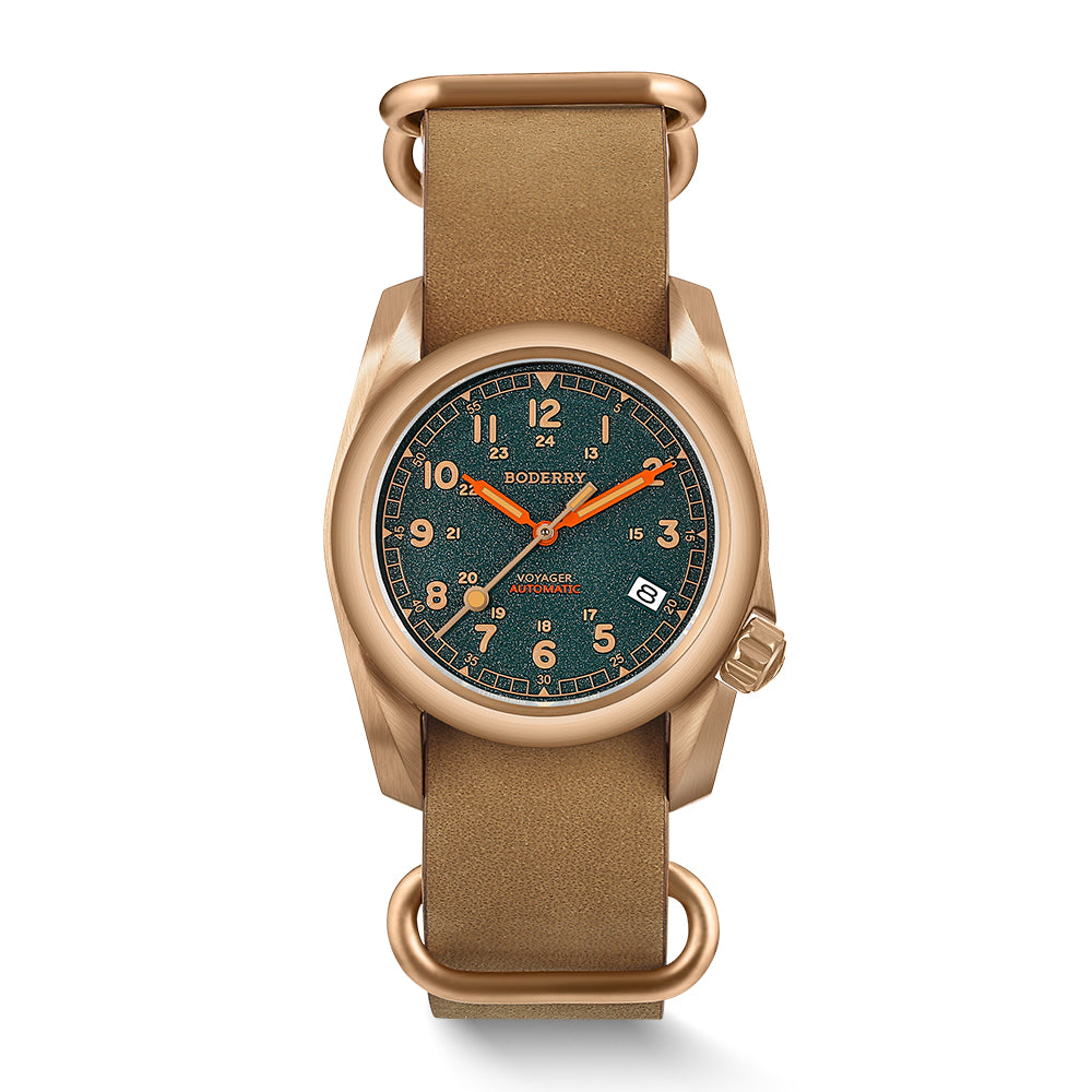 BODERRY - VOYAGER - Bronze Automatic Field Watch | Sandstone Green