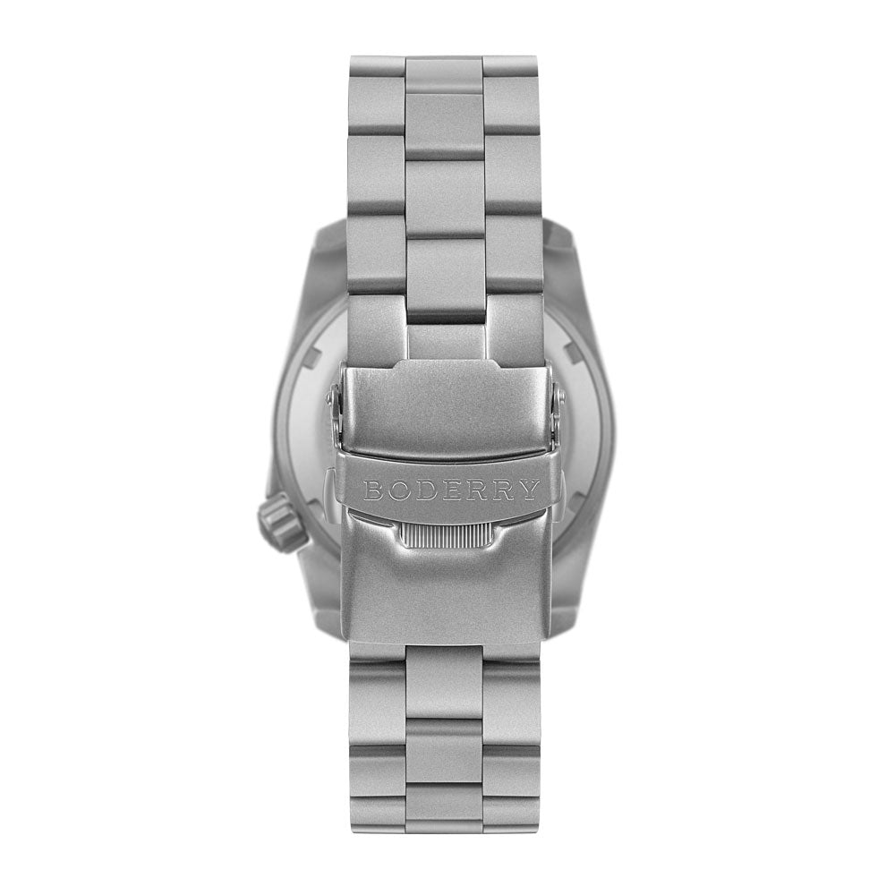 BODERRY - VOYAGER - Titanium Automatic Field Watch | White-bracelet