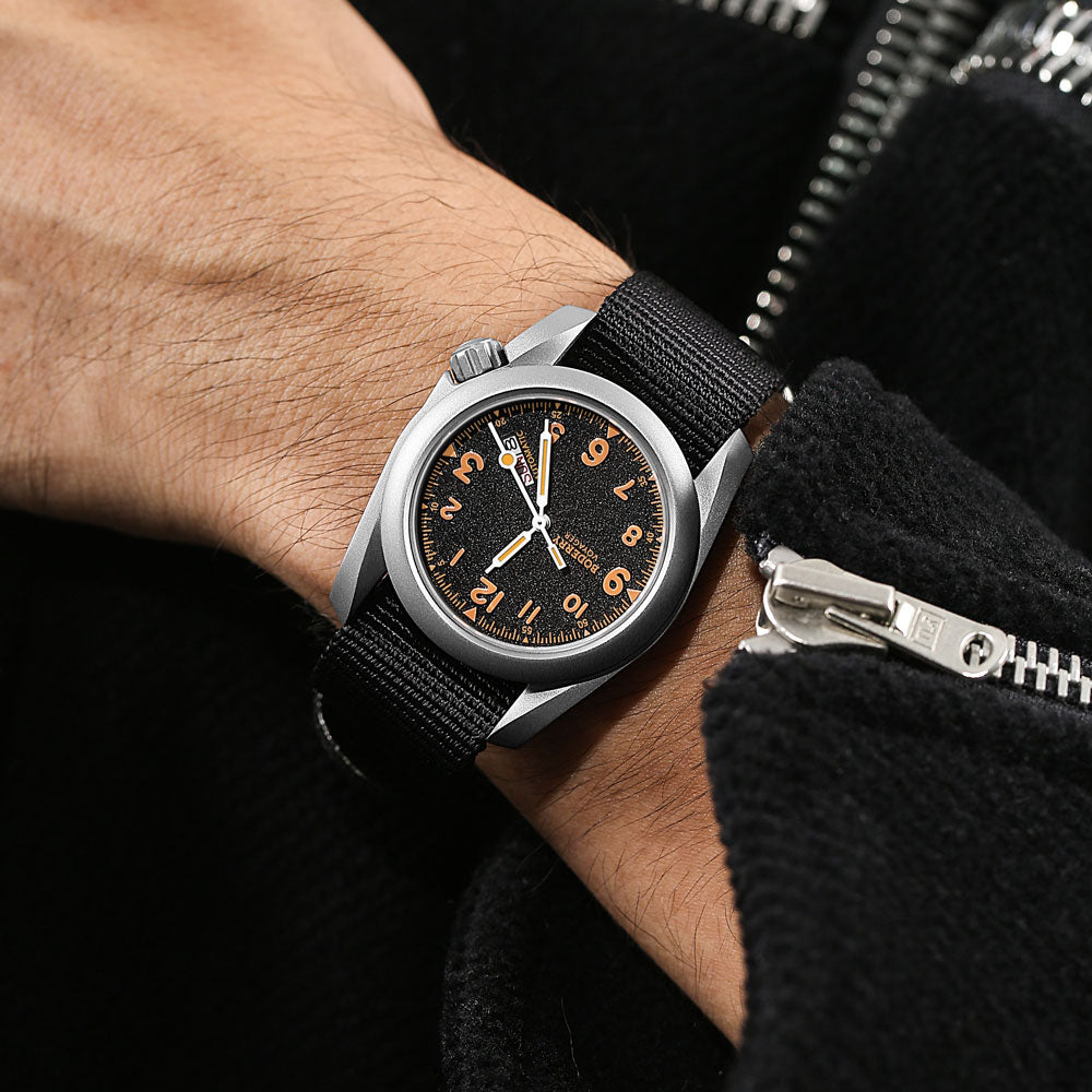 BODERRY - VOYAGER - Titanium Automatic Field Watch | Volcanic Gray-Day,Date