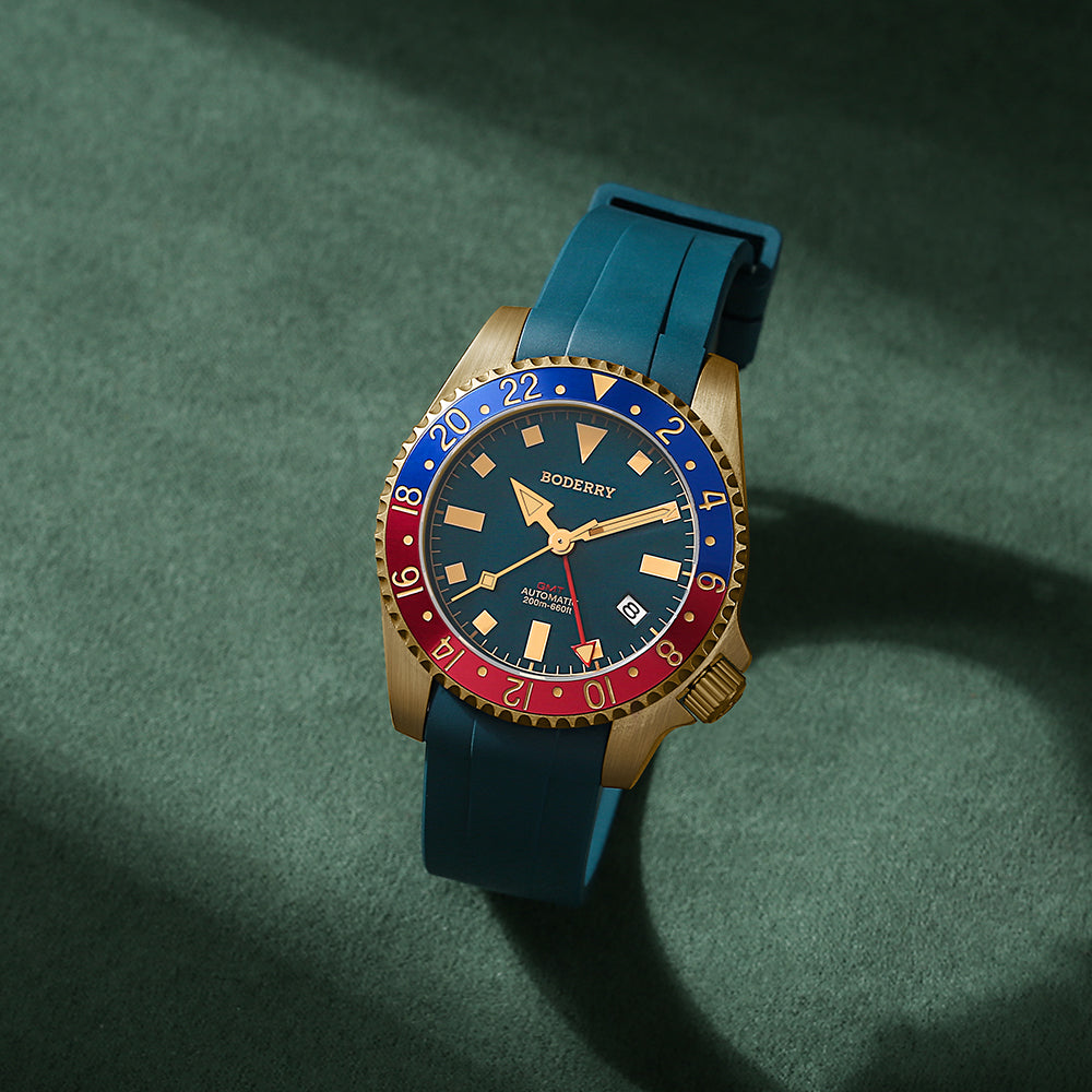 BODERRY - ADMIRAL GMT - Bronze Automatic Diver Watch | Blue