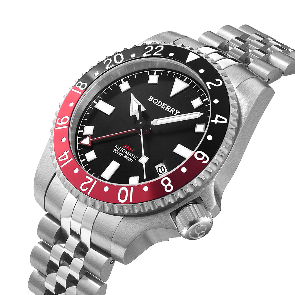 BODERRY - ADMIRAL GMT - Titanium Automatic Diver Watch | Black