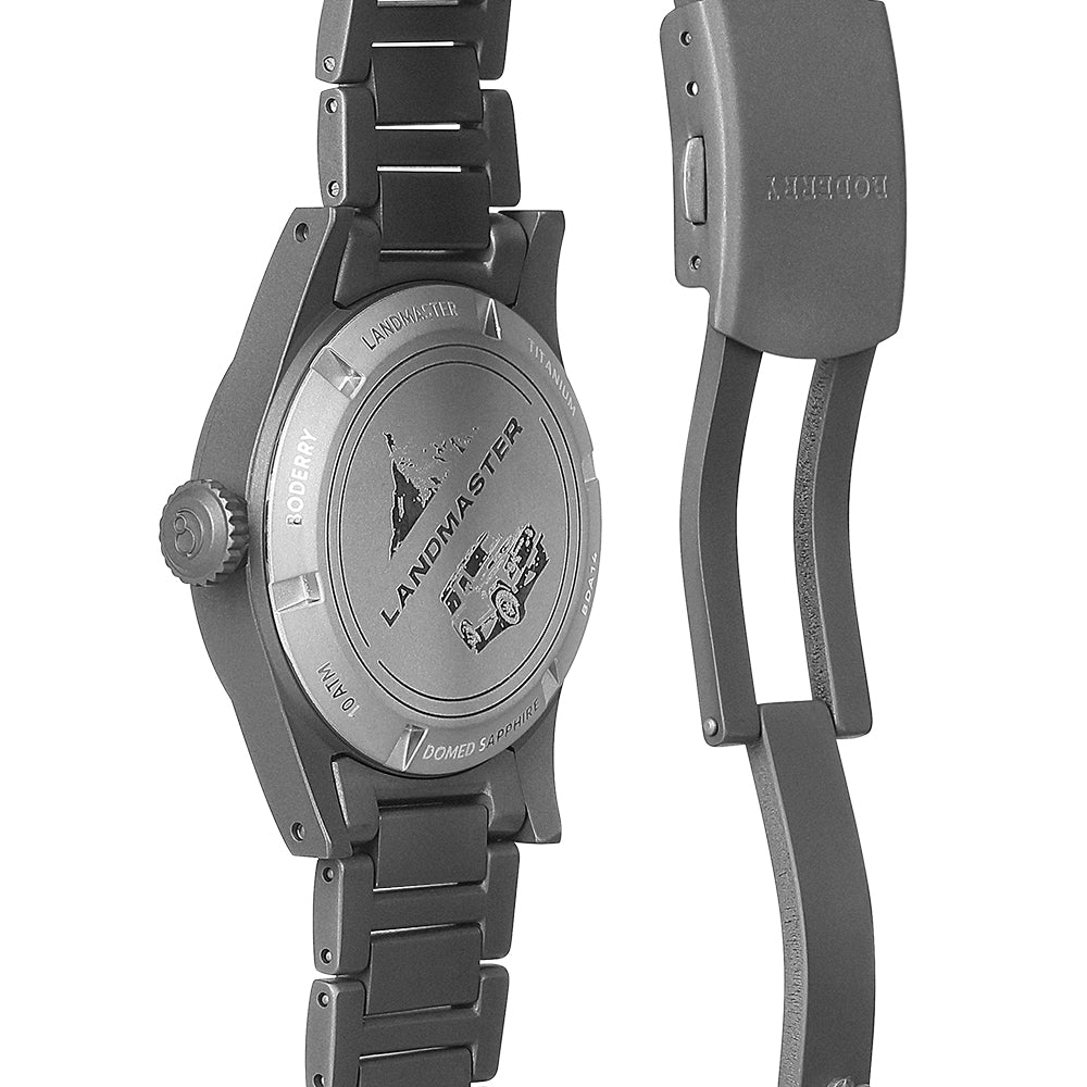 BODERRY - LANDMASTER - Titanium Automatic Field Watch | Blue-bracelet