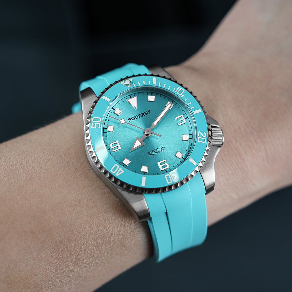 BODERRY - ADMIRAL No-Date - Titanium Automatic Diver Watch | Glacier Blue(Ceramic Bezel)
