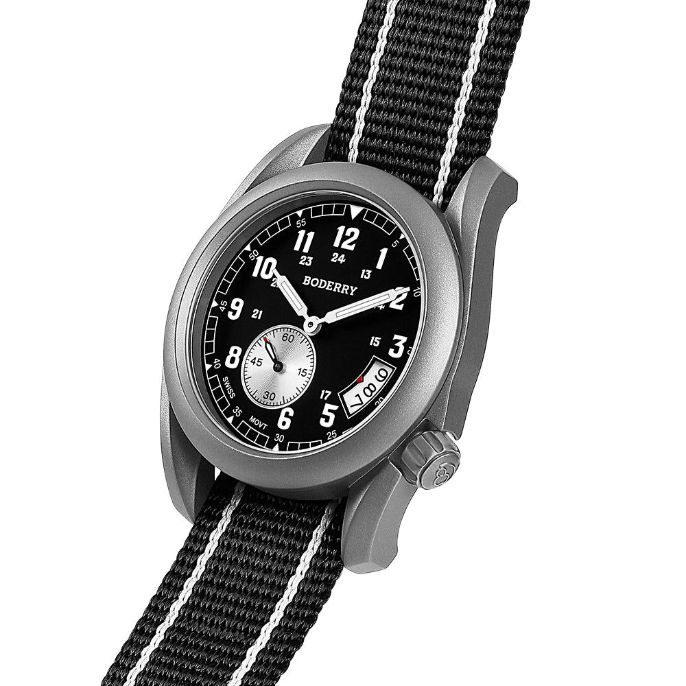 BODERRY - VOYAGER - Titanium Field Watch | Black