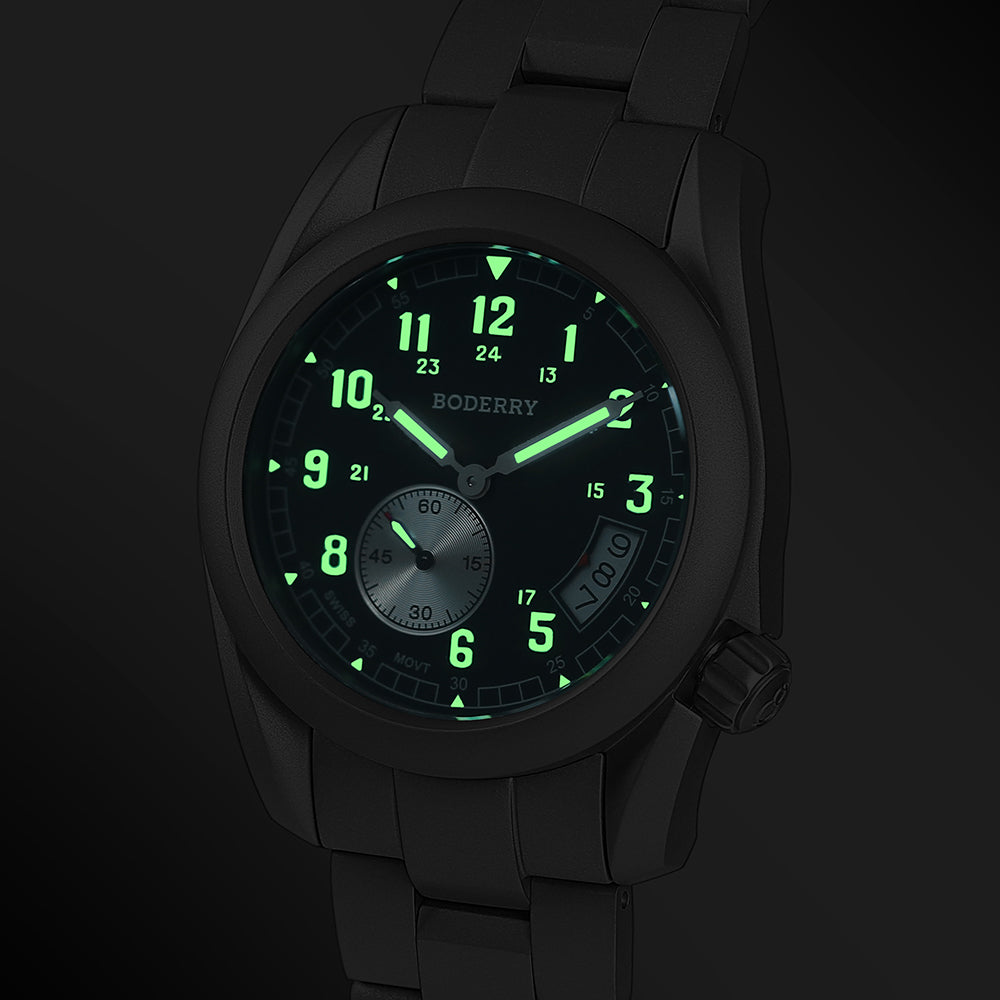 BODERRY - VOYAGER - Titanium Field Watch | Black-bracelet