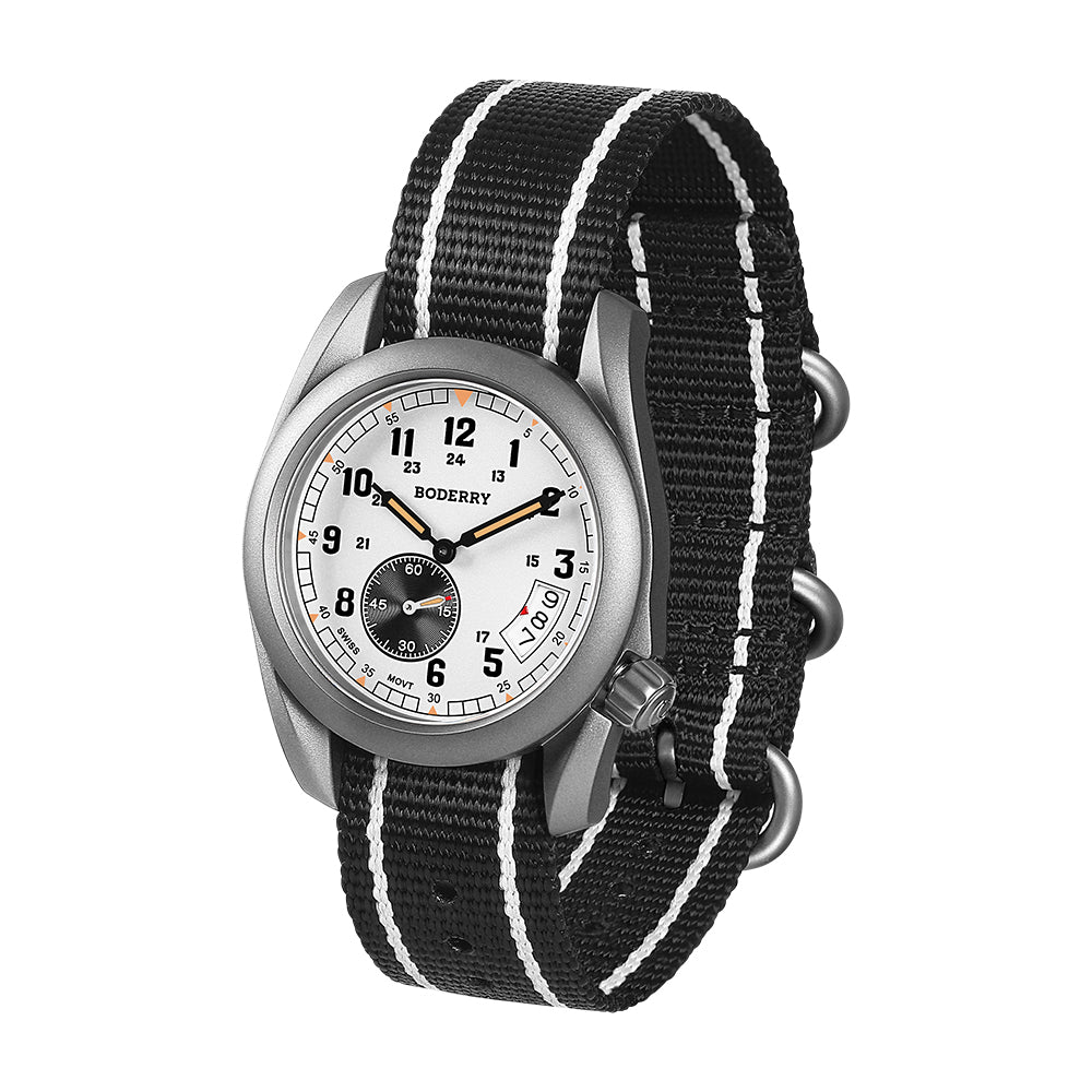 BODERRY - VOYAGER - Titanium Field Watch | White