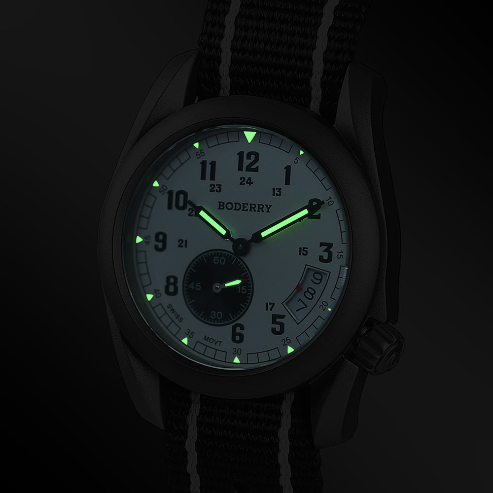 BODERRY - VOYAGER - Titanium Field Watch | White