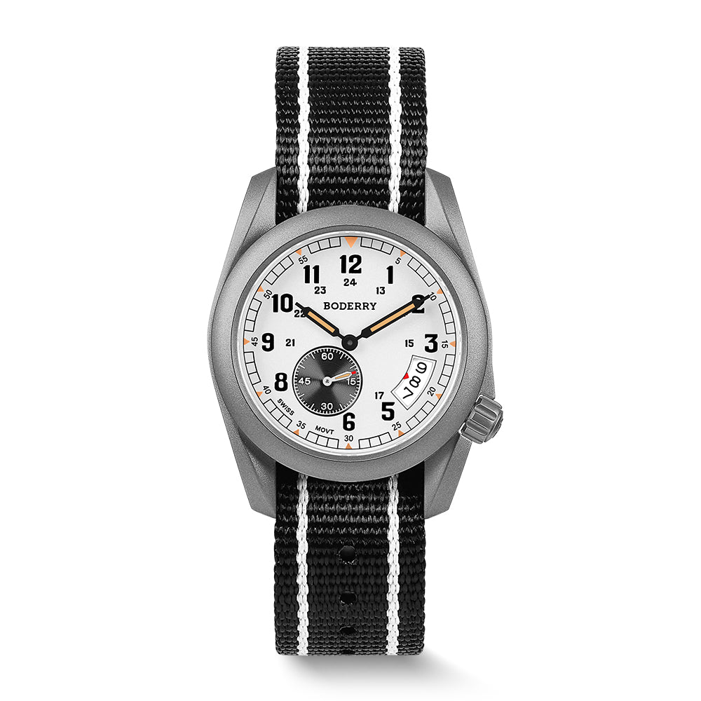 BODERRY - VOYAGER - Titanium Field Watch | White