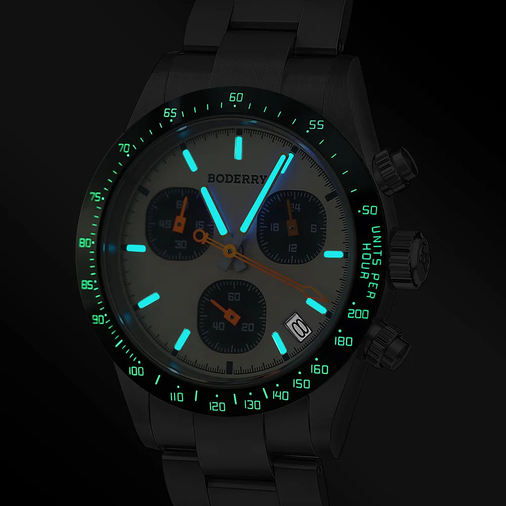 BODERRY - GOLDACE - Titanium Chronograph Watch | Cream