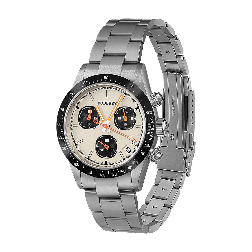 BODERRY - GOLDACE - Titanium Chronograph Watch | Cream