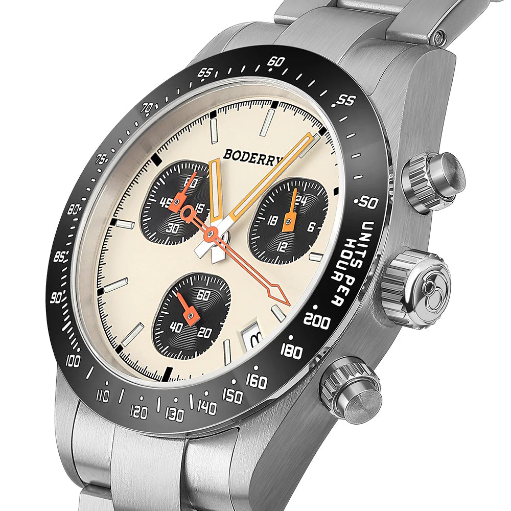 BODERRY - GOLDACE - Titanium Chronograph Watch | Cream