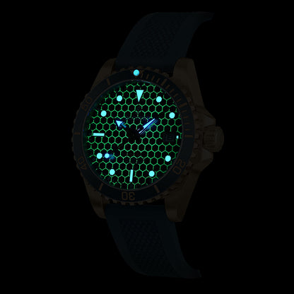 BODERRY - SEATURTLE.OCEAN - Bronze Automatic Diver Watch | Sea Blue/FKM Rubber