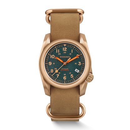 BODERRY - VOYAGER - Bronze Automatic Field Watch | Sandstone Green