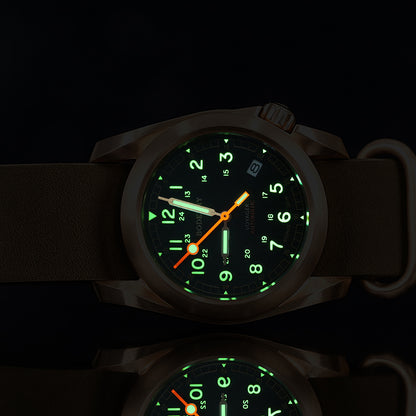 BODERRY - VOYAGER - Bronze Automatic Field Watch | Sandstone Green