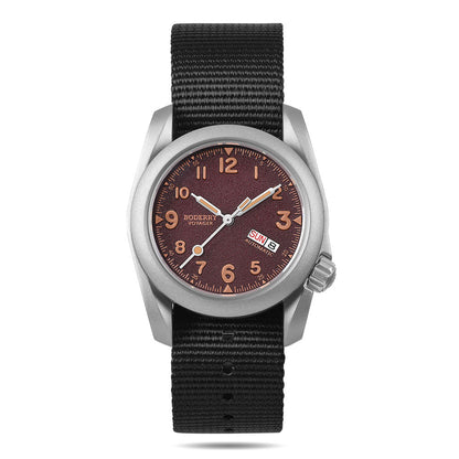 BODERRY - VOYAGER - Titanium Automatic Field Watch | Claret-Day,Date