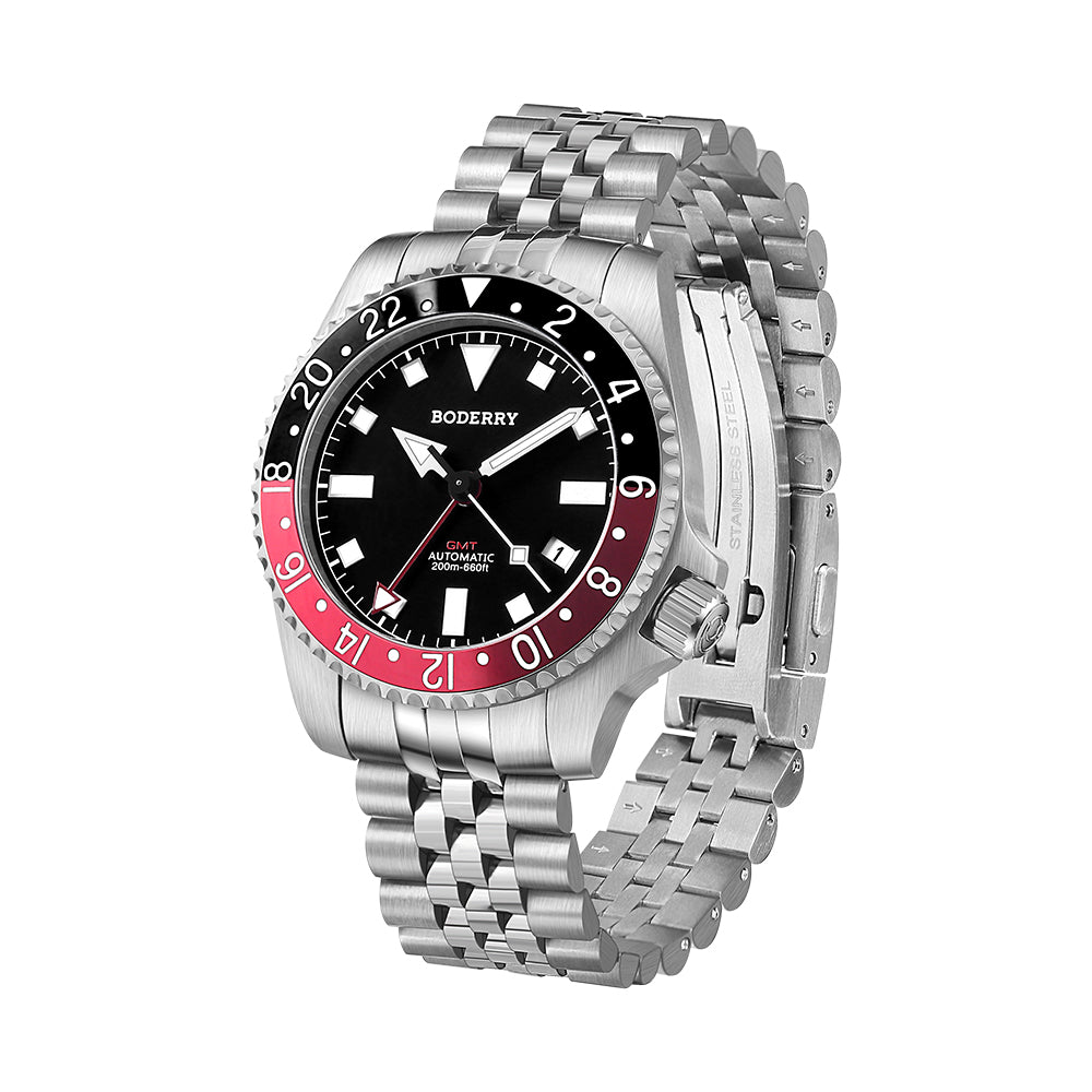 BODERRY - ADMIRAL GMT - Titanium Automatic Diver Watch | Black