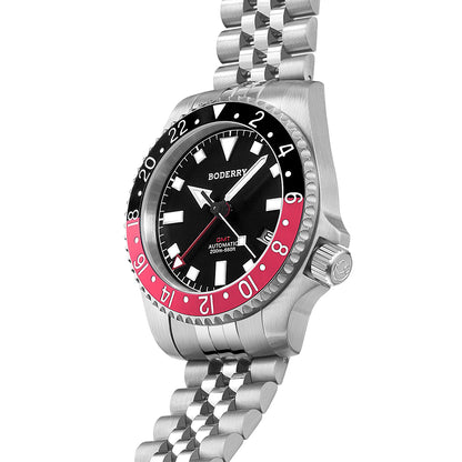 BODERRY - ADMIRAL GMT - Titanium Automatic Diver Watch | Black