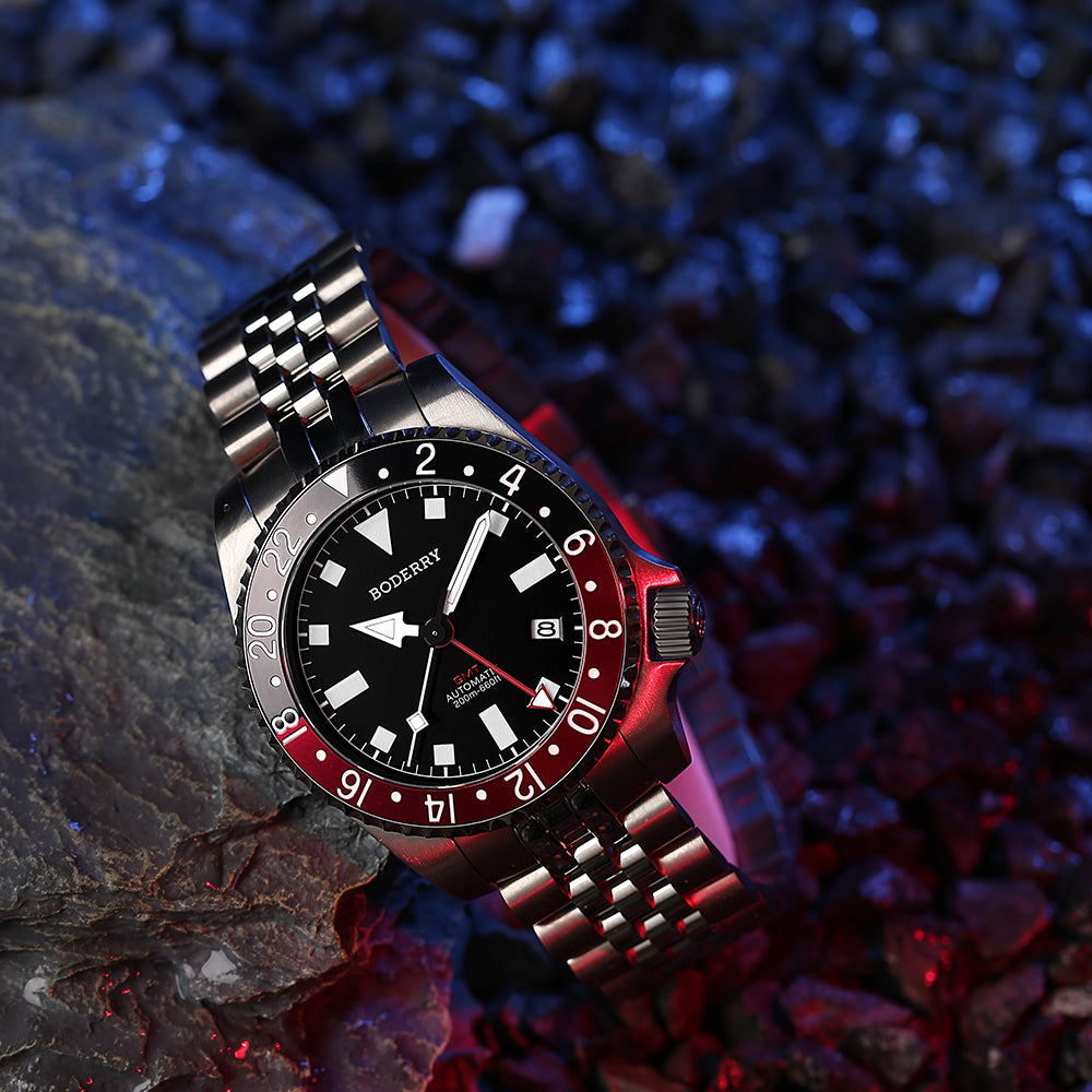 BODERRY - ADMIRAL GMT - Titanium Automatic Diver Watch | Black
