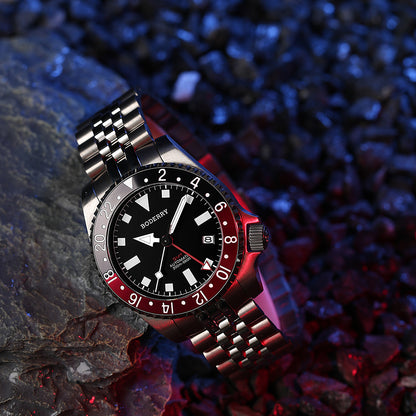 BODERRY - ADMIRAL GMT - Titanium Automatic Diver Watch | Black
