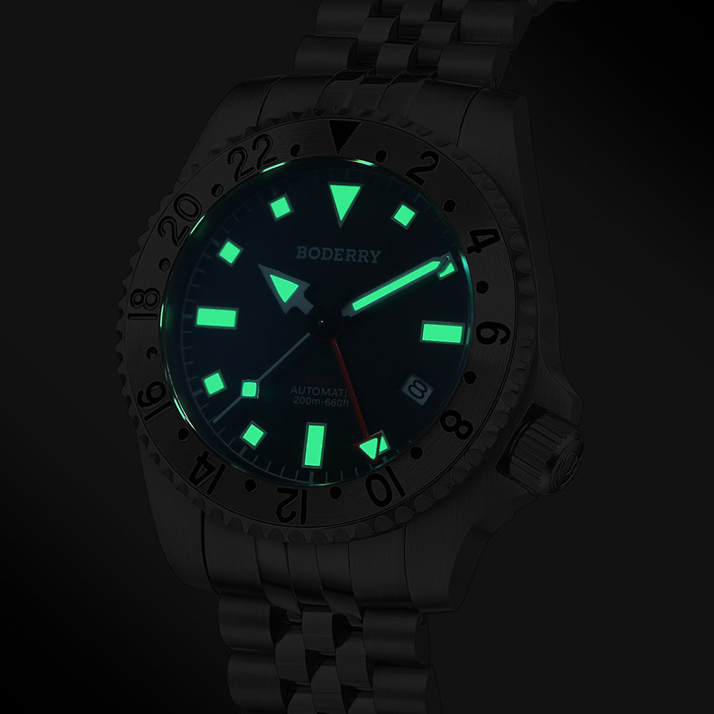BODERRY - ADMIRAL GMT - Titanium Automatic Diver Watch | Black-Ti