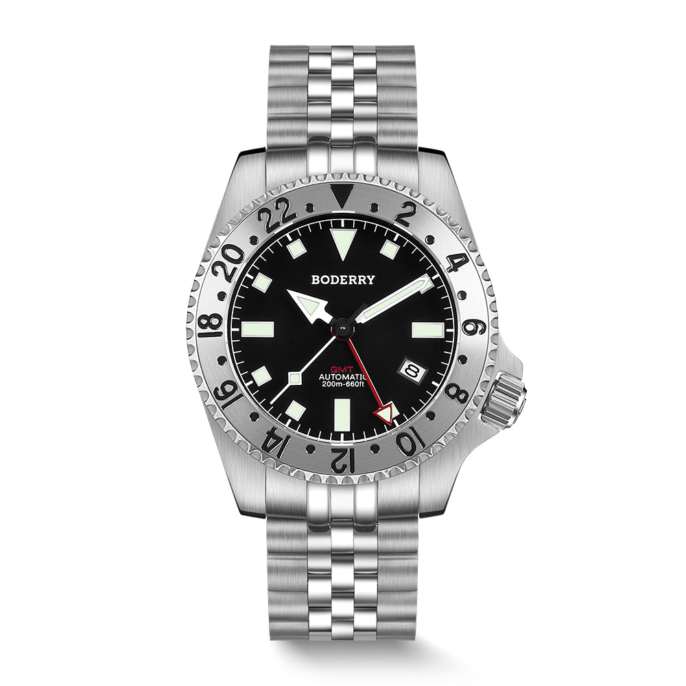 BODERRY - ADMIRAL GMT - Titanium Automatic Diver Watch | Black-Ti