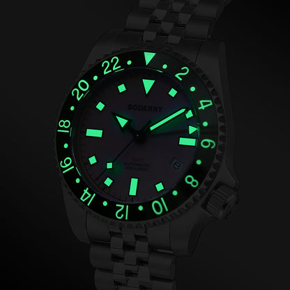 BODERRY - ADMIRAL GMT - Titanium Automatic Diver Watch | Pink-(Ceramic Bezel)