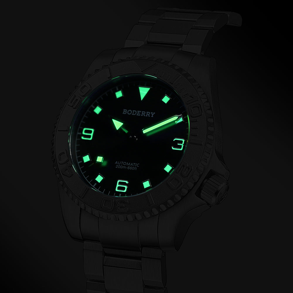 BODERRY - ADMIRAL No-Date - Titanium Automatic Diver Watch | Jet Black