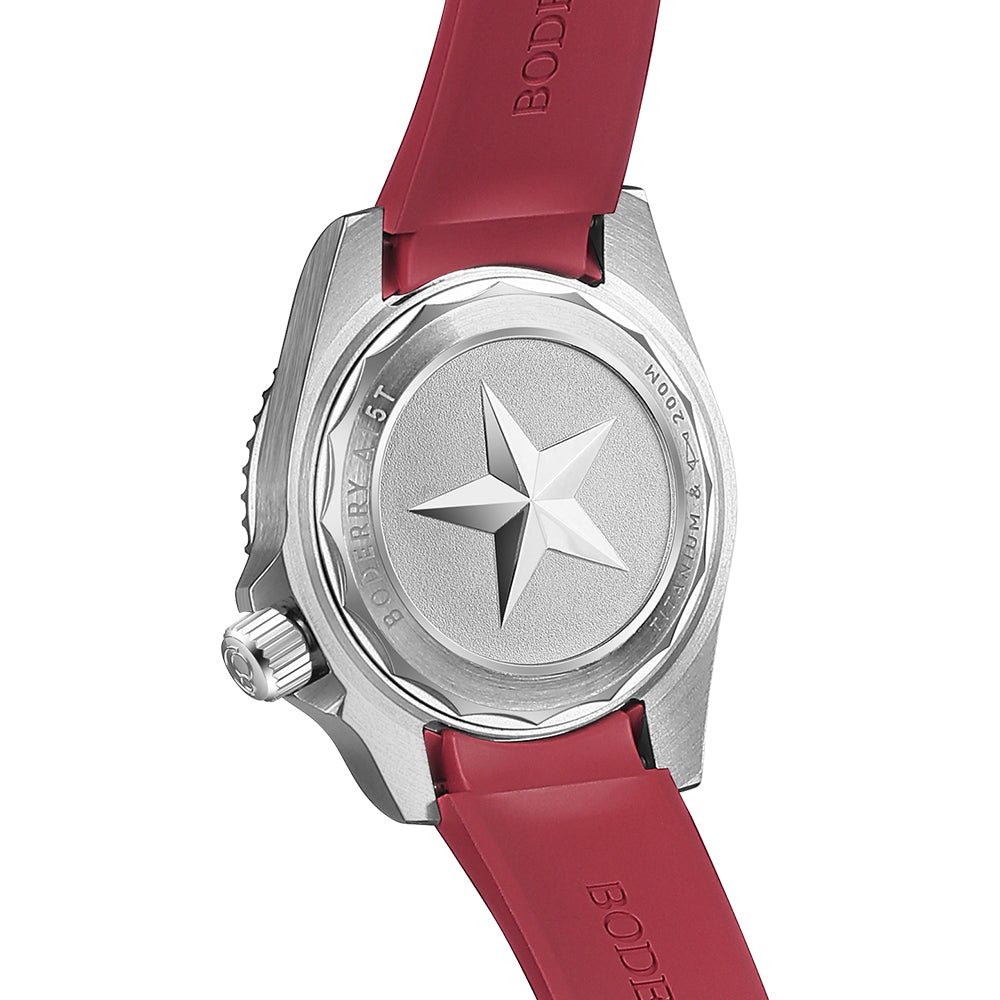BODERRY - ADMIRAL No-Date - Titanium Automatic Diver Watch | Coral Red(Ceramic Bezel)