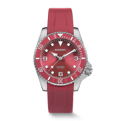 BODERRY - ADMIRAL No-Date - Titanium Automatic Diver Watch | Coral Red(Ceramic Bezel)