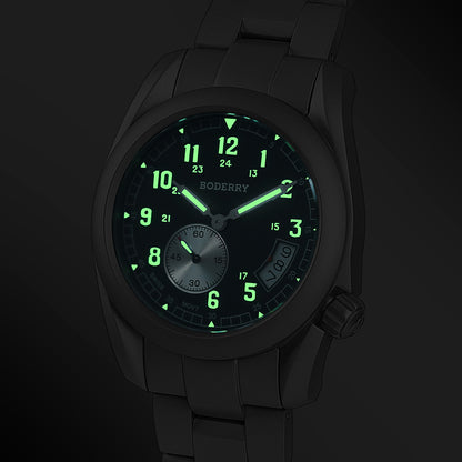 BODERRY - VOYAGER - Titanium Field Watch | Black-bracelet