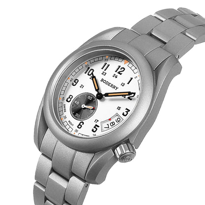 BODERRY - VOYAGER - Titanium Field Watch | White-bracelet
