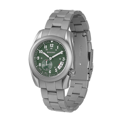 BODERRY - VOYAGER - Titanium Field Watch | Green-bracelet