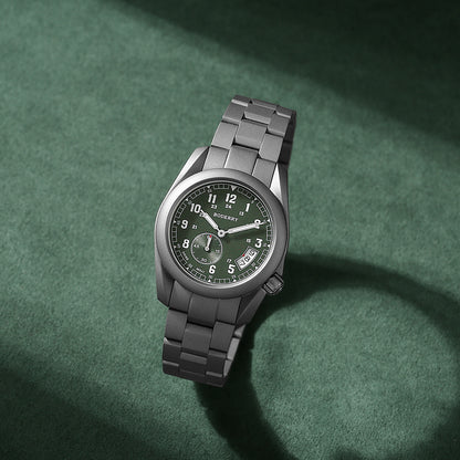 BODERRY - VOYAGER - Titanium Field Watch | Green-bracelet